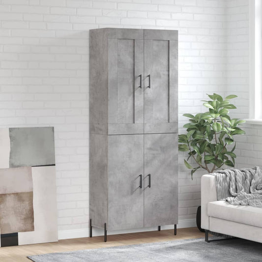 Hoge kast 69,5x34x180 cm bewerkt hout betongrijs is nu te koop bij PeponiXL, paradijselijk wonen!