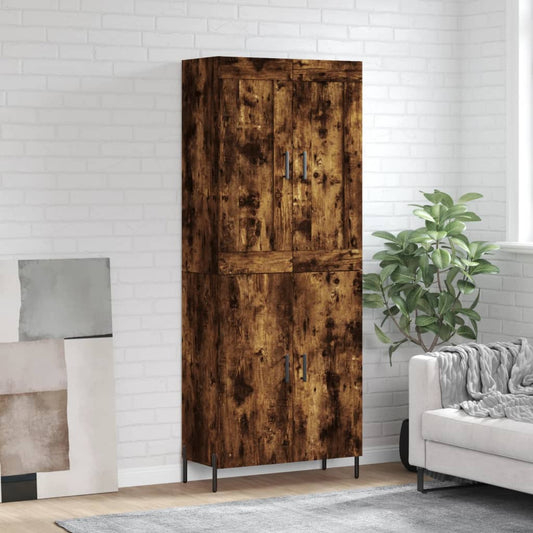 Hoge kast 69,5x34x180 cm bewerkt hout gerookt eikenkleurig is nu te koop bij PeponiXL, paradijselijk wonen!