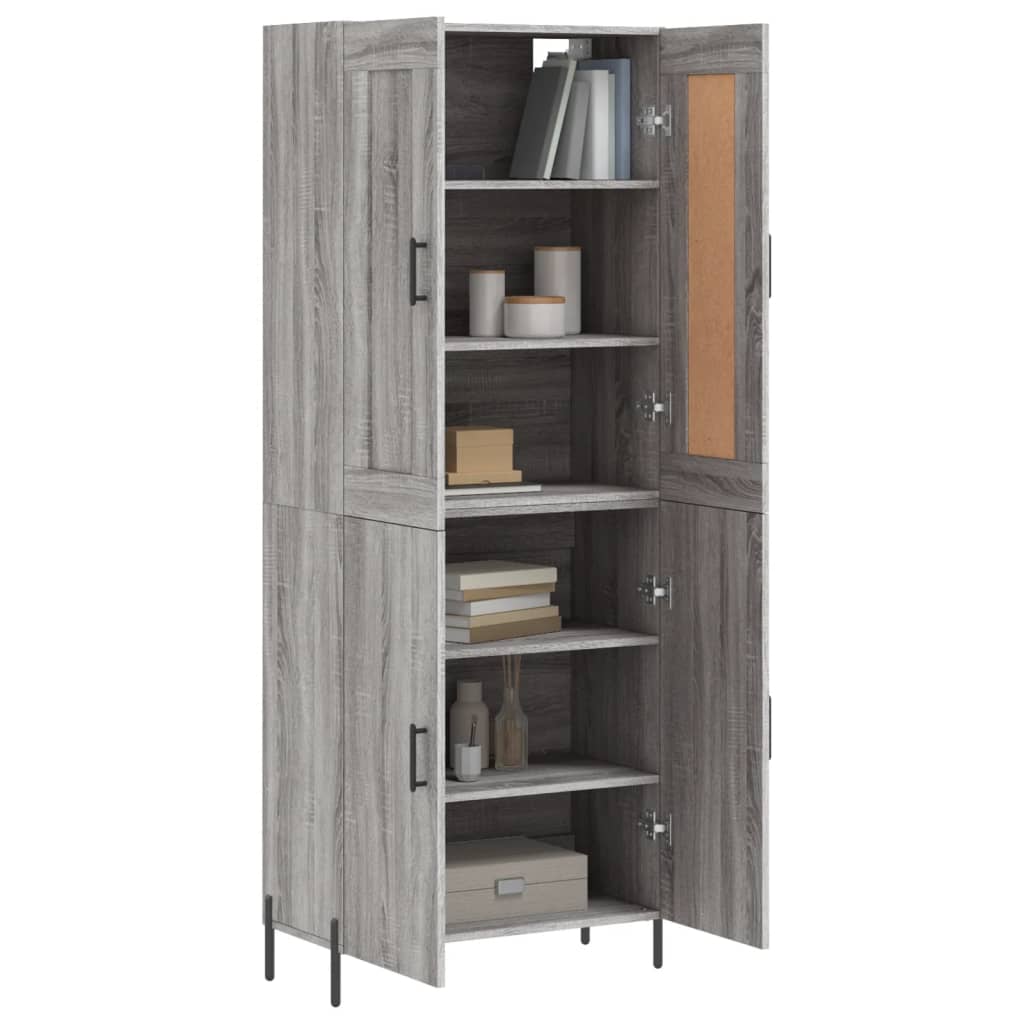 Hoge kast 69,5x34x180 cm bewerkt hout grijs sonoma eikenkleurig is nu te koop bij PeponiXL, paradijselijk wonen!