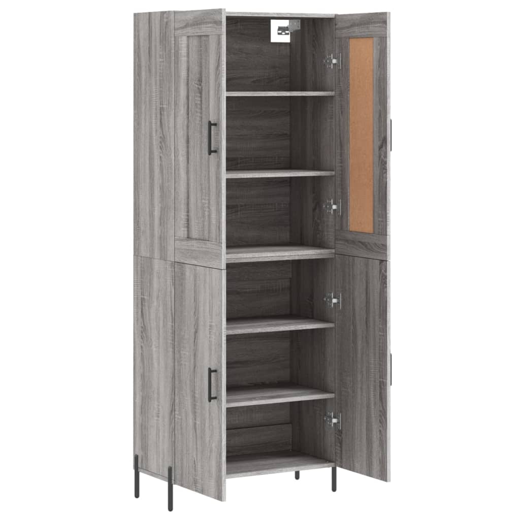 Hoge kast 69,5x34x180 cm bewerkt hout grijs sonoma eikenkleurig is nu te koop bij PeponiXL, paradijselijk wonen!