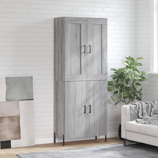 Hoge kast 69,5x34x180 cm bewerkt hout grijs sonoma eikenkleurig is nu te koop bij PeponiXL, paradijselijk wonen!