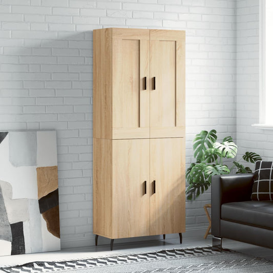 Hoge kast 69,5x34x180 cm bewerkt hout sonoma eikenkleurig is nu te koop bij PeponiXL, paradijselijk wonen!