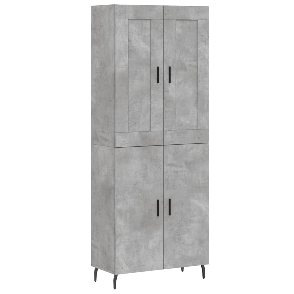 Hoge kast 69,5x34x180 cm bewerkt hout betongrijs is nu te koop bij PeponiXL, paradijselijk wonen!