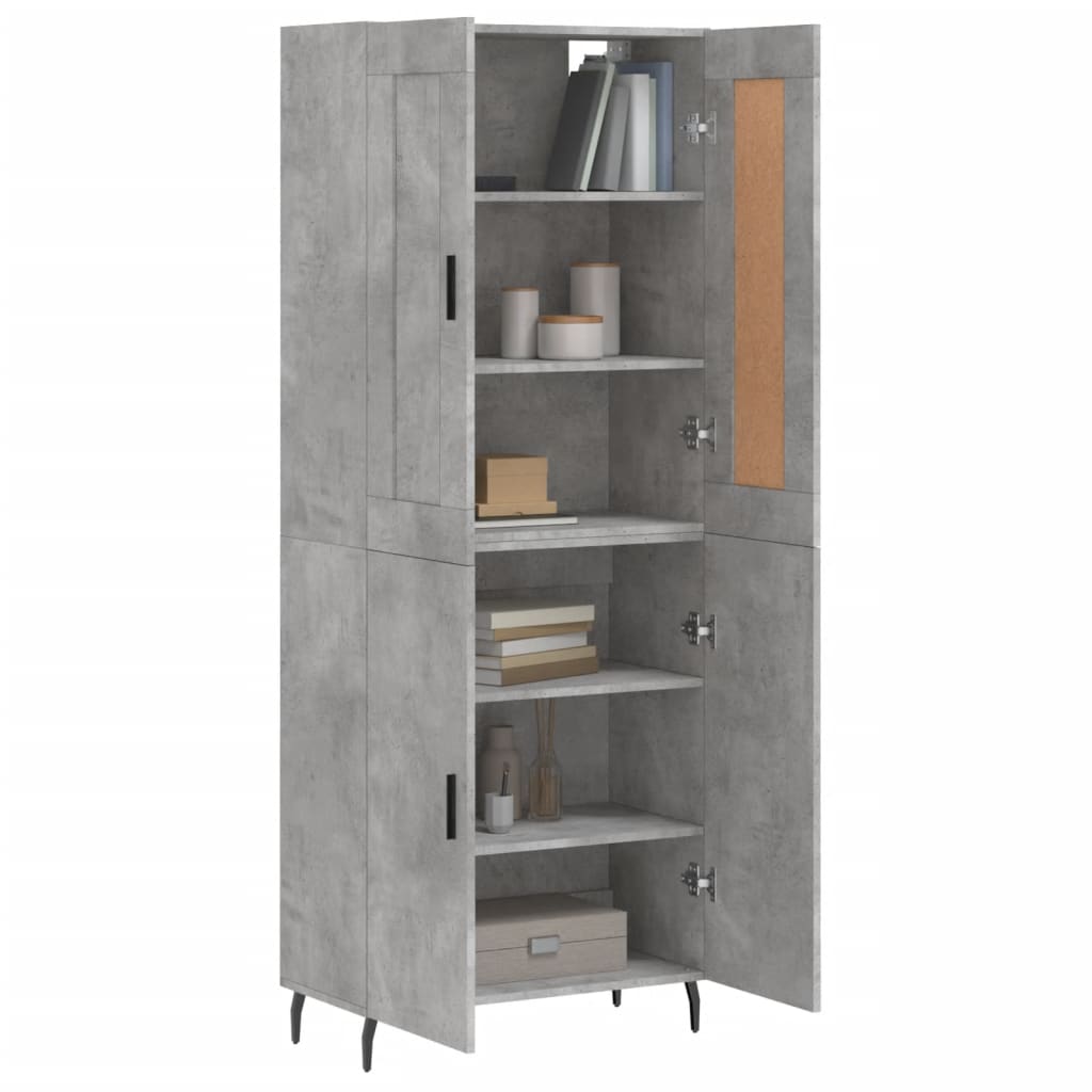 Hoge kast 69,5x34x180 cm bewerkt hout betongrijs is nu te koop bij PeponiXL, paradijselijk wonen!