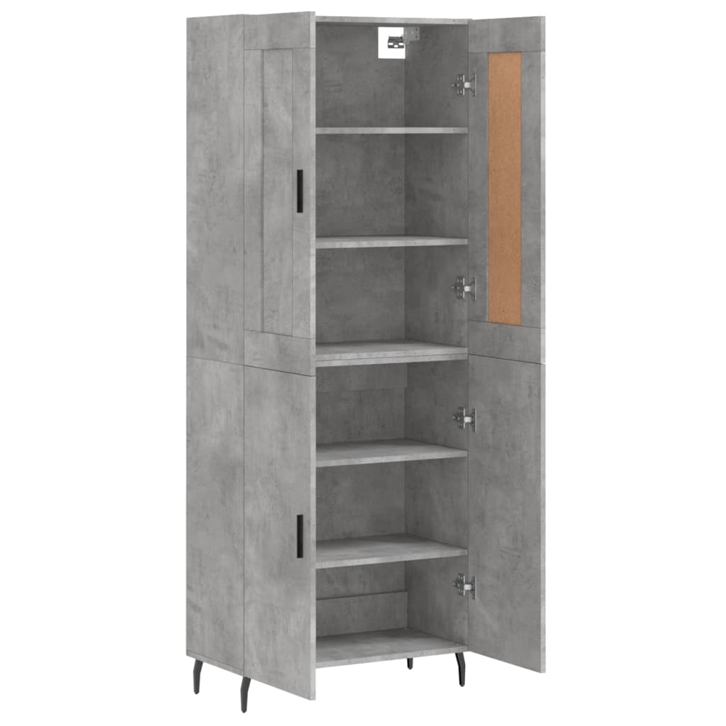 Hoge kast 69,5x34x180 cm bewerkt hout betongrijs is nu te koop bij PeponiXL, paradijselijk wonen!