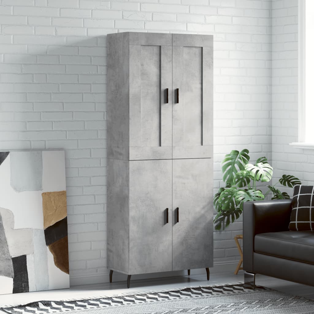 Hoge kast 69,5x34x180 cm bewerkt hout betongrijs is nu te koop bij PeponiXL, paradijselijk wonen!