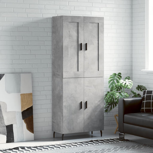 Hoge kast 69,5x34x180 cm bewerkt hout betongrijs is nu te koop bij PeponiXL, paradijselijk wonen!