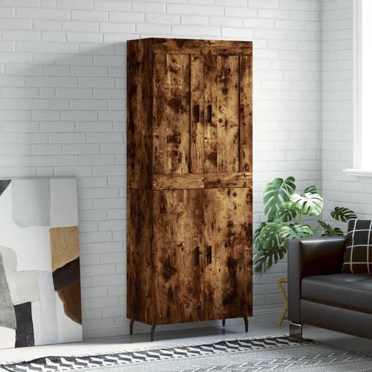 Hoge kast 69,5x34x180 cm bewerkt hout gerookt eikenkleurig is nu te koop bij PeponiXL, paradijselijk wonen!
