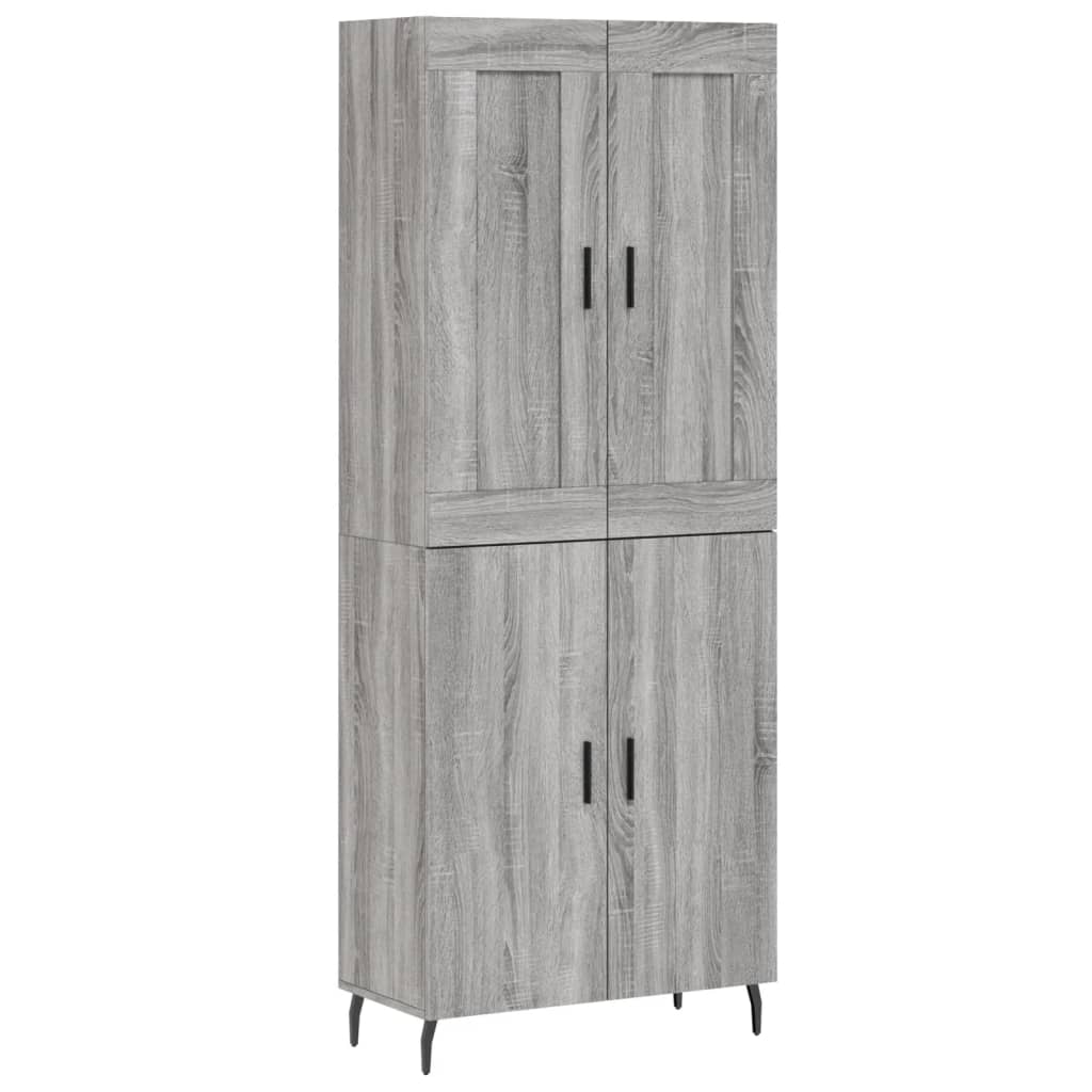 Hoge kast 69,5x34x180 cm bewerkt hout grijs sonoma eikenkleurig is nu te koop bij PeponiXL, paradijselijk wonen!