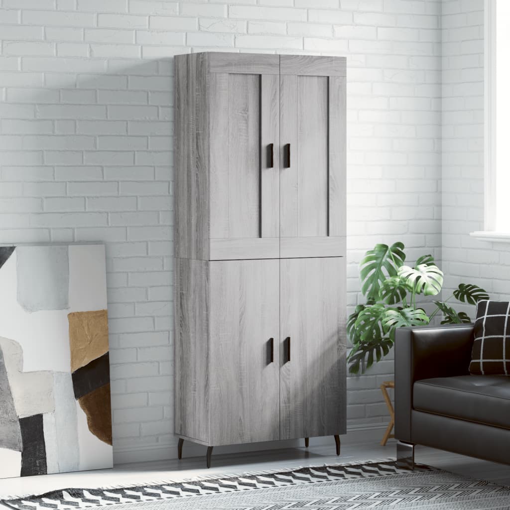 Hoge kast 69,5x34x180 cm bewerkt hout grijs sonoma eikenkleurig is nu te koop bij PeponiXL, paradijselijk wonen!