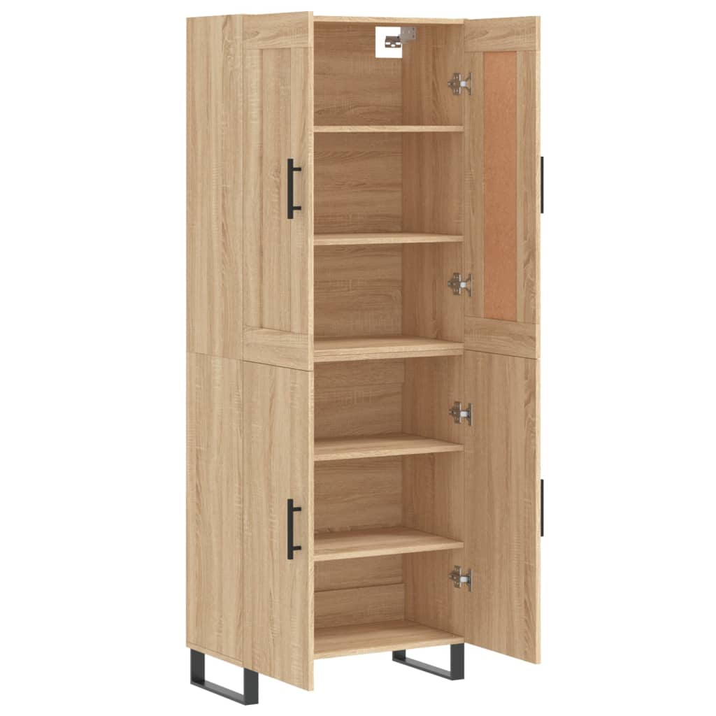 Hoge kast 69,5x34x180 cm bewerkt hout sonoma eikenkleurig is nu te koop bij PeponiXL, paradijselijk wonen!