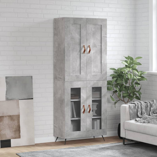 Hoge kast 69,5x34x180 cm bewerkt hout betongrijs is nu te koop bij PeponiXL, paradijselijk wonen!