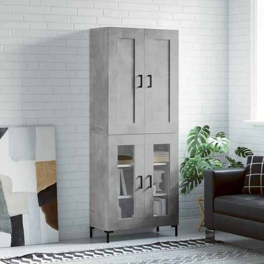 Hoge kast 69,5x34x180 cm bewerkt hout betongrijs is nu te koop bij PeponiXL, paradijselijk wonen!