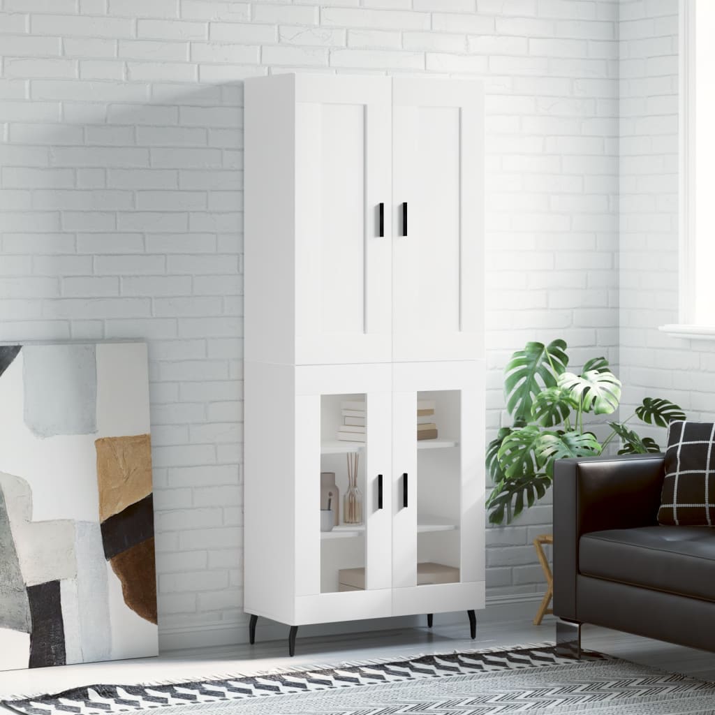 Hoge kast 69,5x34x180 cm bewerkt hout wit is nu te koop bij PeponiXL, paradijselijk wonen!