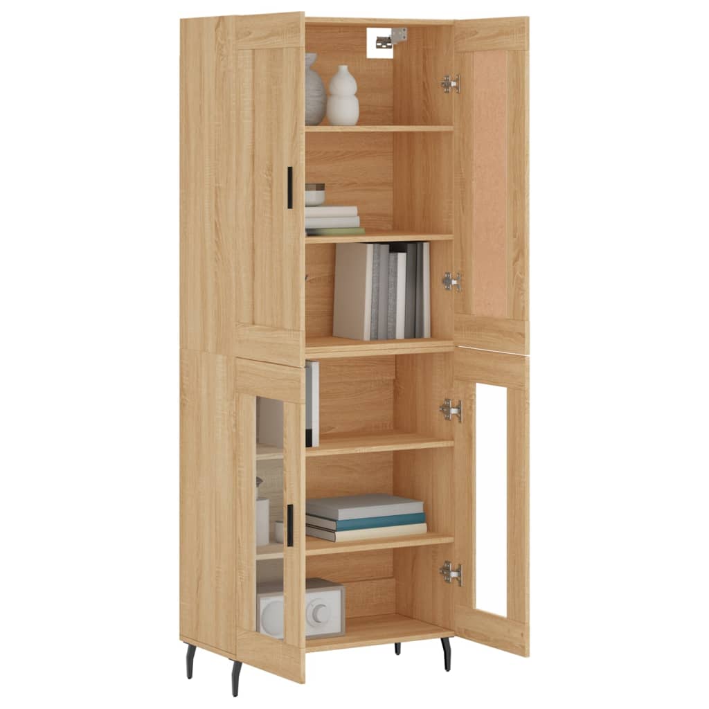 Hoge kast 69,5x34x180 cm bewerkt hout sonoma eikenkleurig is nu te koop bij PeponiXL, paradijselijk wonen!