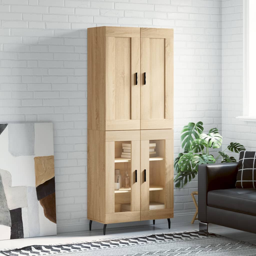 Hoge kast 69,5x34x180 cm bewerkt hout sonoma eikenkleurig is nu te koop bij PeponiXL, paradijselijk wonen!