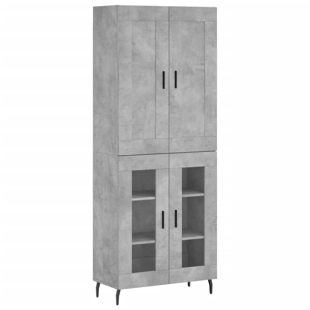 Hoge kast 69,5x34x180 cm bewerkt hout betongrijs is nu te koop bij PeponiXL, paradijselijk wonen!