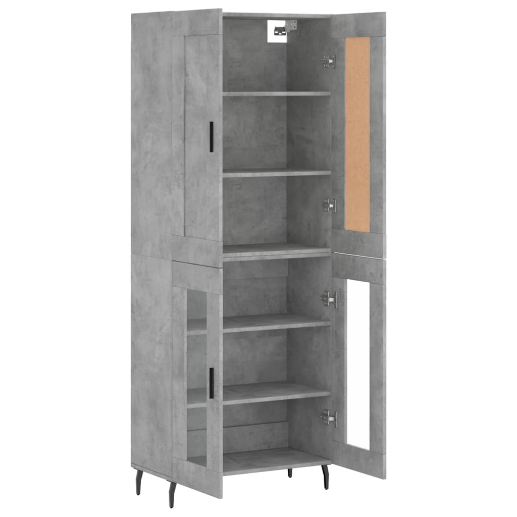 Hoge kast 69,5x34x180 cm bewerkt hout betongrijs is nu te koop bij PeponiXL, paradijselijk wonen!