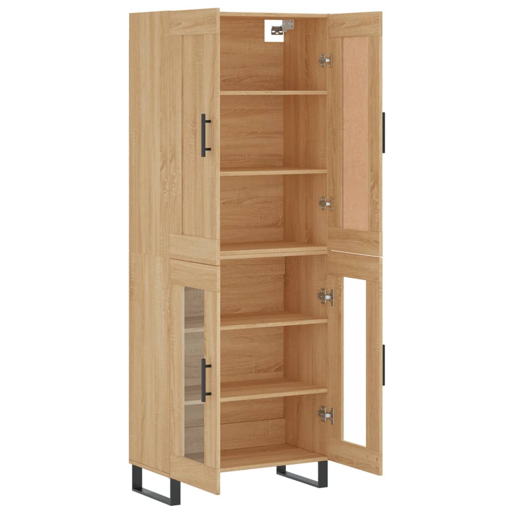 Hoge kast 69,5x34x180 cm bewerkt hout sonoma eikenkleurig is nu te koop bij PeponiXL, paradijselijk wonen!