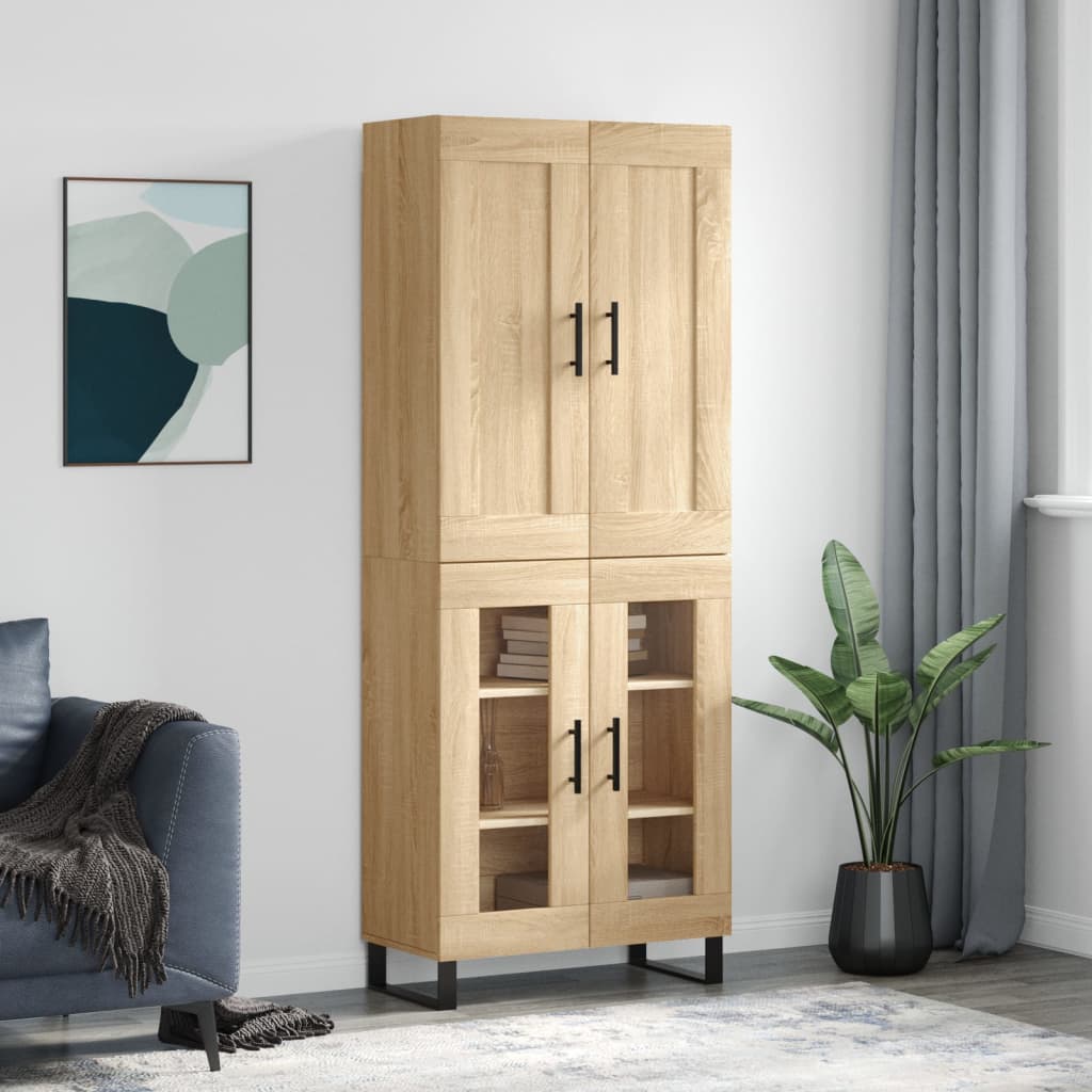 Hoge kast 69,5x34x180 cm bewerkt hout sonoma eikenkleurig is nu te koop bij PeponiXL, paradijselijk wonen!