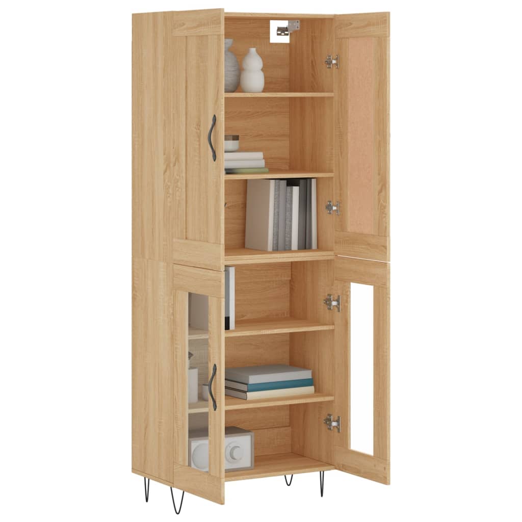 Hoge kast 69,5x34x180 cm bewerkt hout sonoma eikenkleurig is nu te koop bij PeponiXL, paradijselijk wonen!