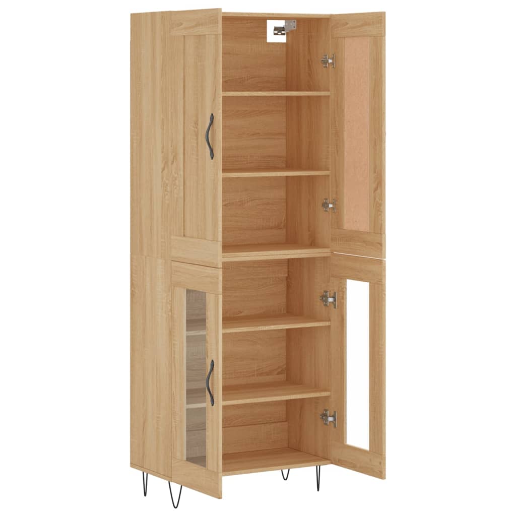 Hoge kast 69,5x34x180 cm bewerkt hout sonoma eikenkleurig is nu te koop bij PeponiXL, paradijselijk wonen!