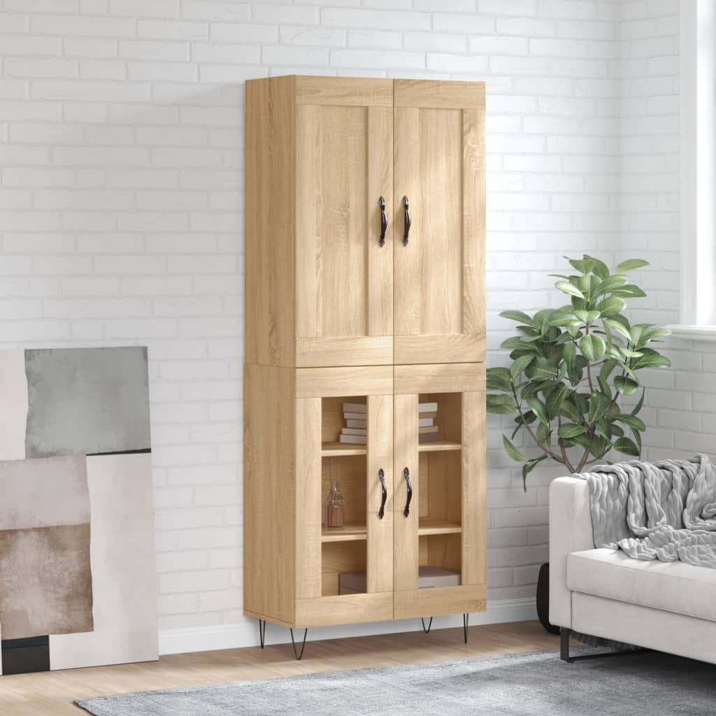 Hoge kast 69,5x34x180 cm bewerkt hout sonoma eikenkleurig is nu te koop bij PeponiXL, paradijselijk wonen!