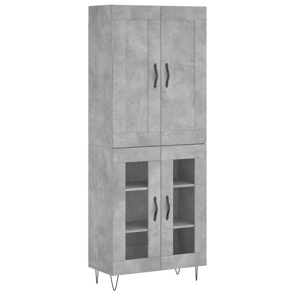 Hoge kast 69,5x34x180 cm bewerkt hout betongrijs is nu te koop bij PeponiXL, paradijselijk wonen!