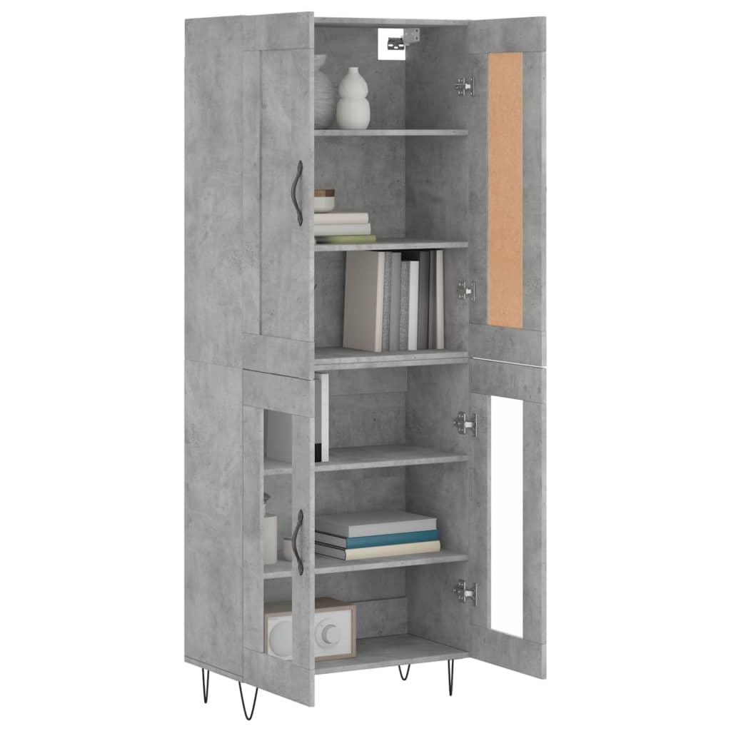 Hoge kast 69,5x34x180 cm bewerkt hout betongrijs is nu te koop bij PeponiXL, paradijselijk wonen!