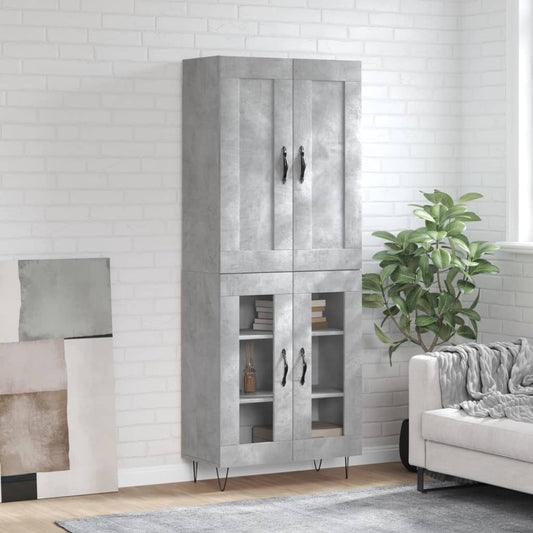 Hoge kast 69,5x34x180 cm bewerkt hout betongrijs is nu te koop bij PeponiXL, paradijselijk wonen!