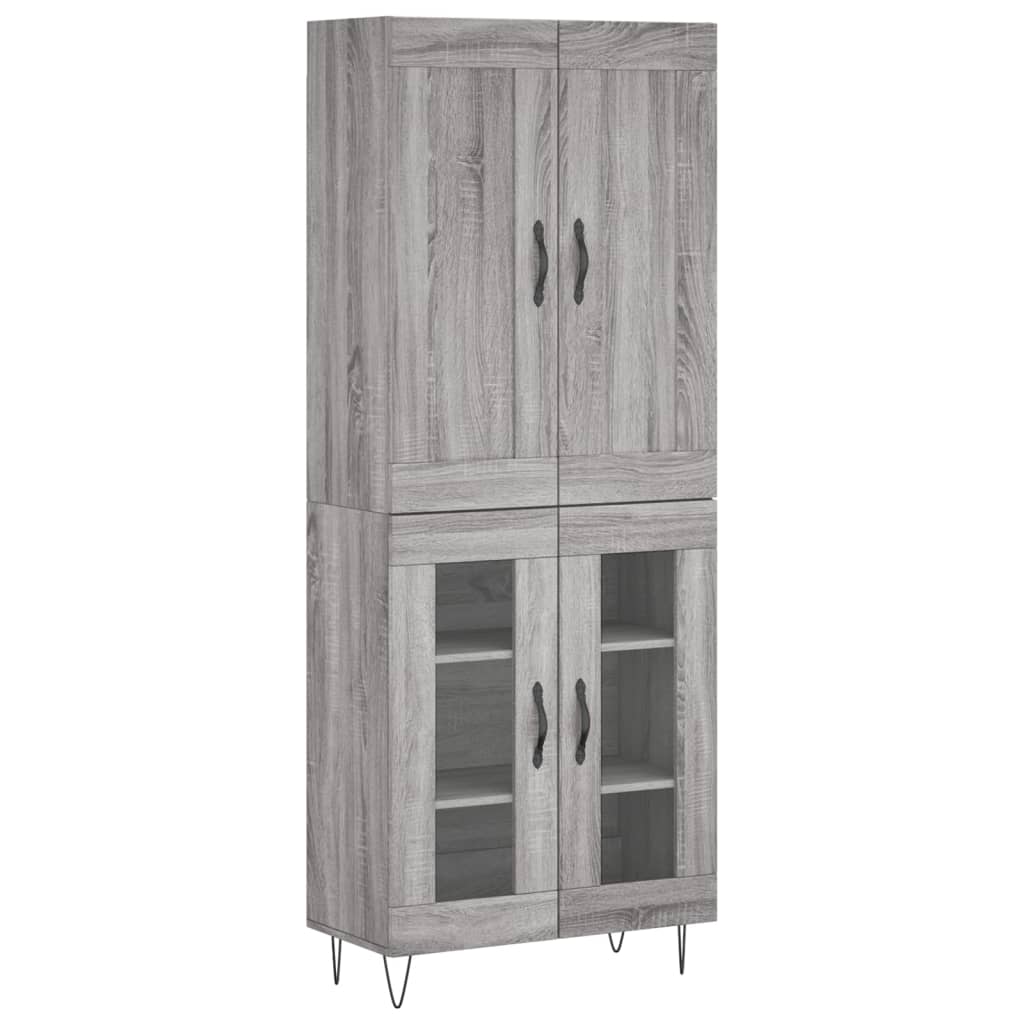 Hoge kast 69,5x34x180 cm bewerkt hout grijs sonoma eikenkleurig is nu te koop bij PeponiXL, paradijselijk wonen!