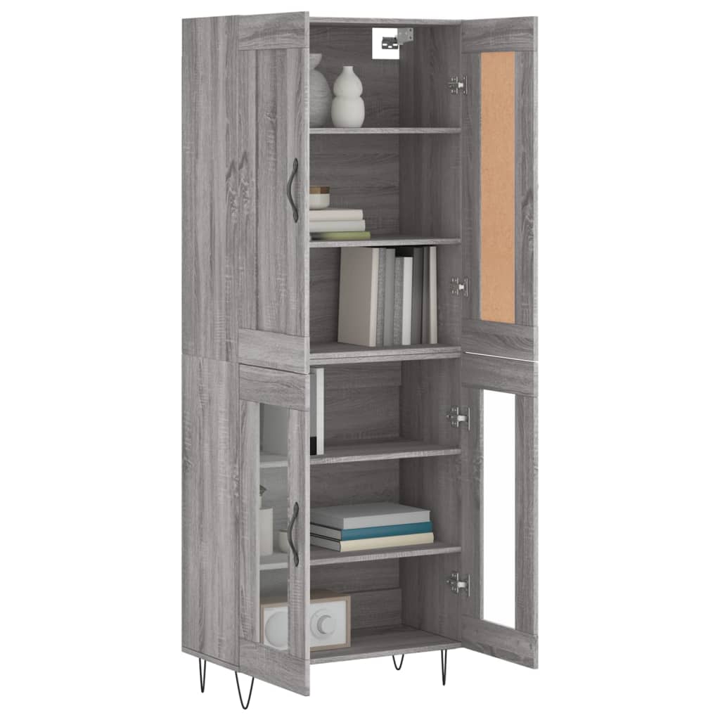 Hoge kast 69,5x34x180 cm bewerkt hout grijs sonoma eikenkleurig is nu te koop bij PeponiXL, paradijselijk wonen!
