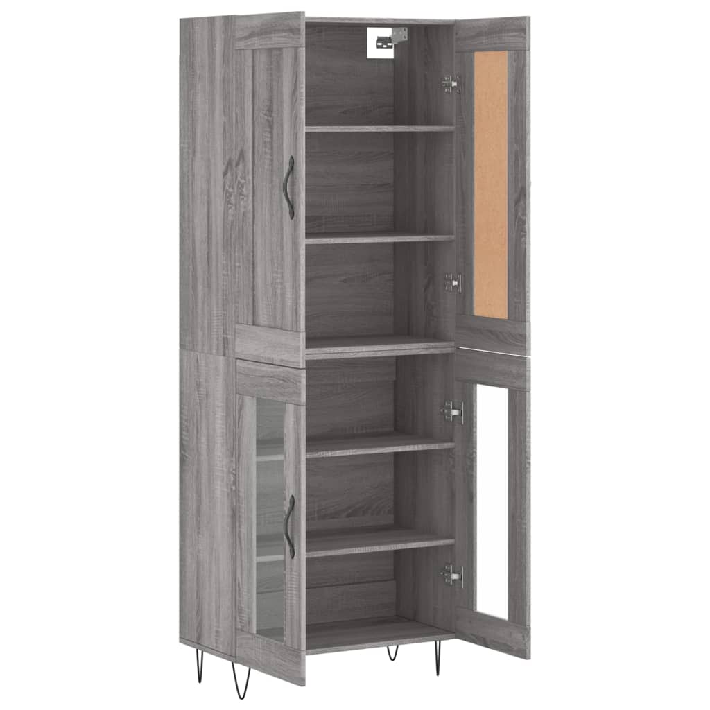 Hoge kast 69,5x34x180 cm bewerkt hout grijs sonoma eikenkleurig is nu te koop bij PeponiXL, paradijselijk wonen!