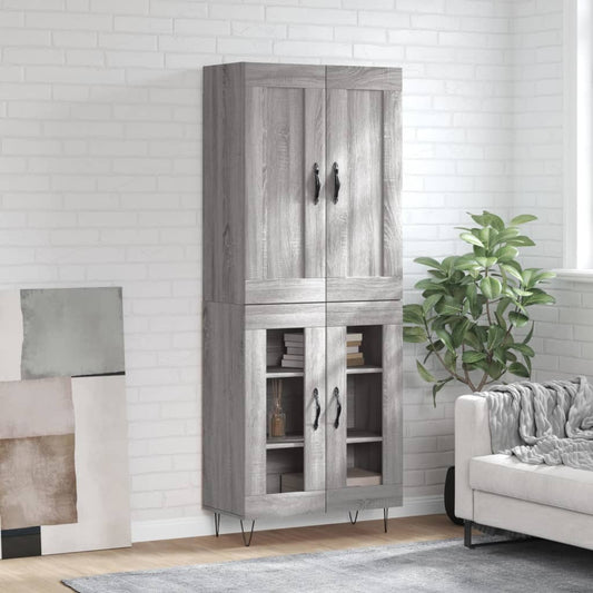 Hoge kast 69,5x34x180 cm bewerkt hout grijs sonoma eikenkleurig is nu te koop bij PeponiXL, paradijselijk wonen!
