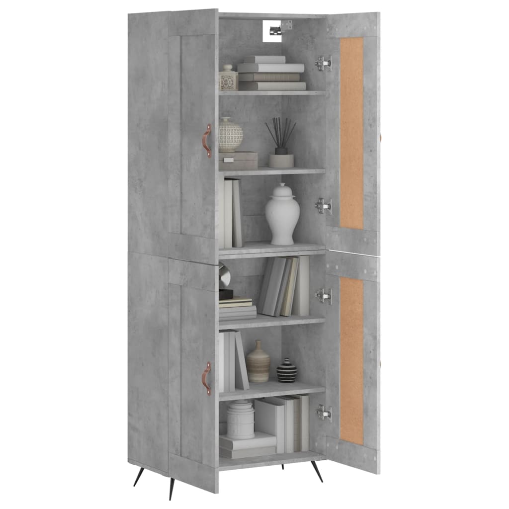 Hoge kast 69,5x34x180 cm bewerkt hout betongrijs is nu te koop bij PeponiXL, paradijselijk wonen!