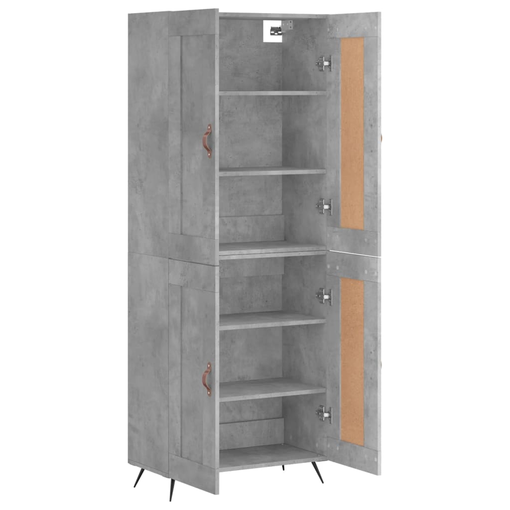 Hoge kast 69,5x34x180 cm bewerkt hout betongrijs is nu te koop bij PeponiXL, paradijselijk wonen!