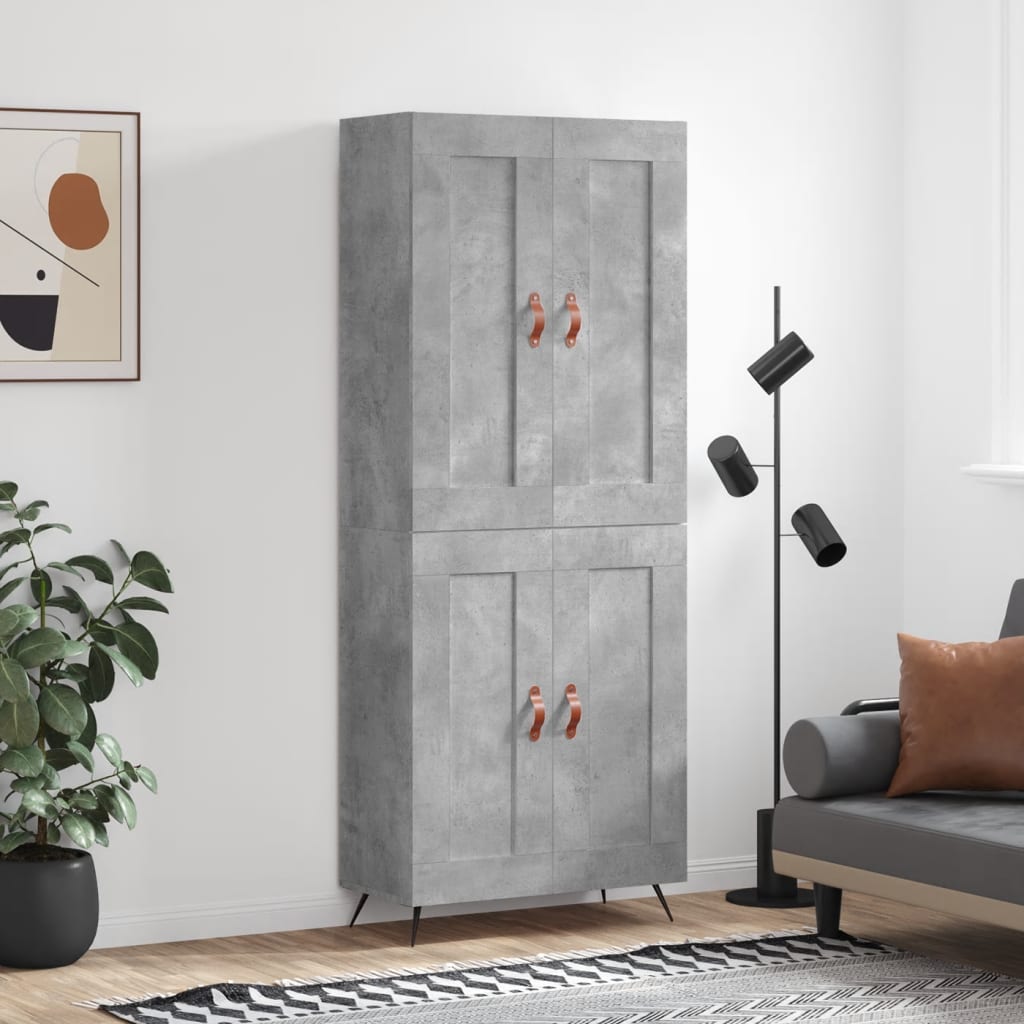 Hoge kast 69,5x34x180 cm bewerkt hout betongrijs is nu te koop bij PeponiXL, paradijselijk wonen!