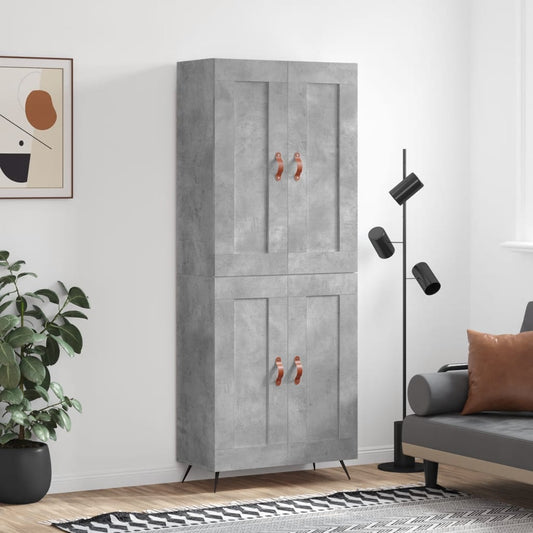 Hoge kast 69,5x34x180 cm bewerkt hout betongrijs is nu te koop bij PeponiXL, paradijselijk wonen!