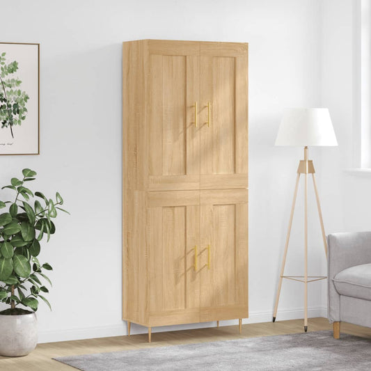 Hoge kast 69,5x34x180 cm bewerkt hout sonoma eikenkleurig is nu te koop bij PeponiXL, paradijselijk wonen!