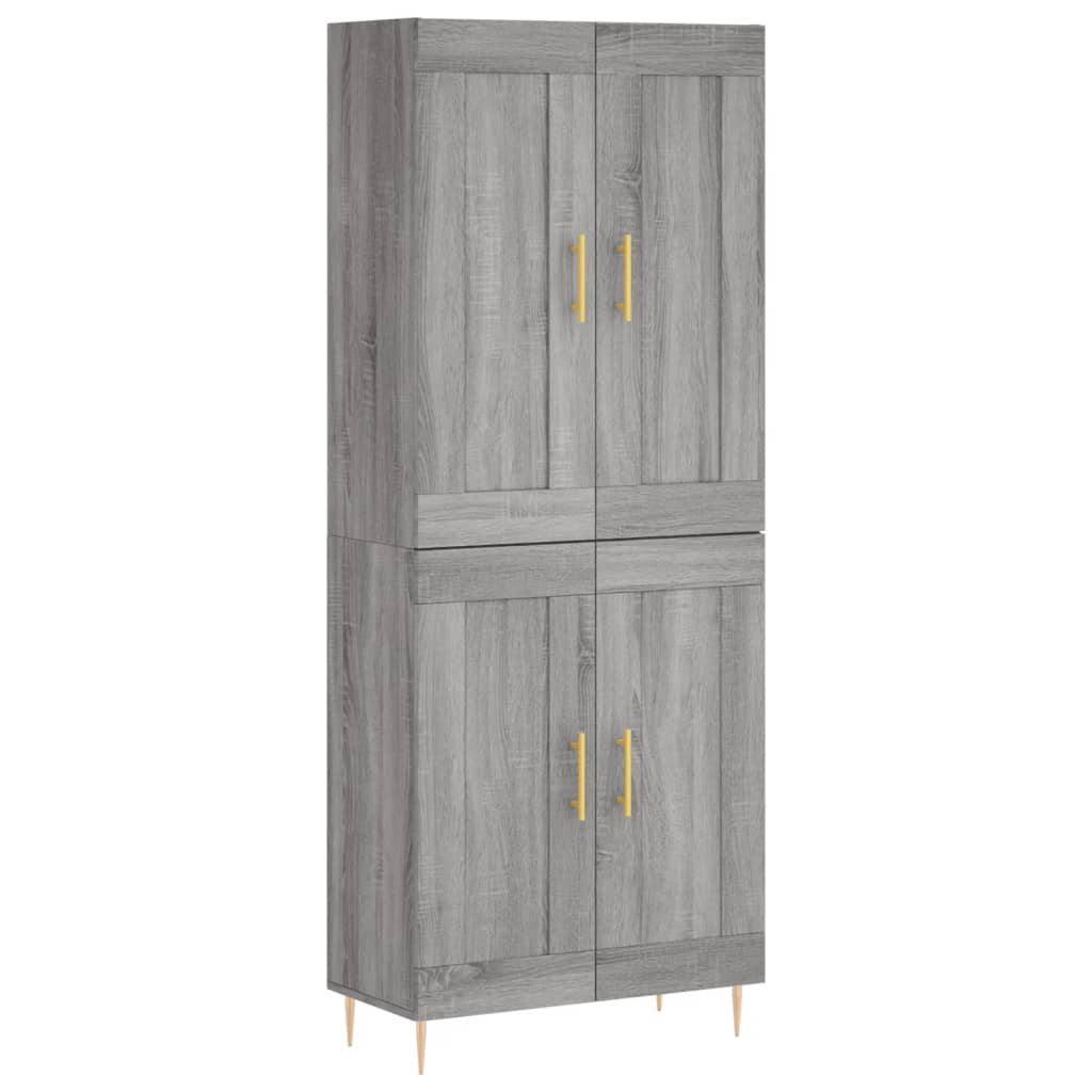 Hoge kast 69,5x34x180 cm bewerkt hout grijs sonoma eikenkleurig is nu te koop bij PeponiXL, paradijselijk wonen!
