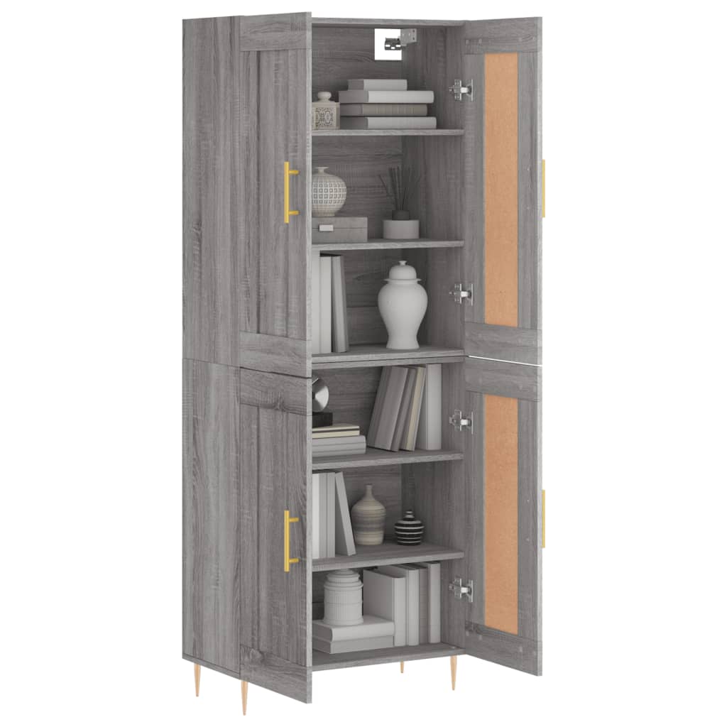 Hoge kast 69,5x34x180 cm bewerkt hout grijs sonoma eikenkleurig is nu te koop bij PeponiXL, paradijselijk wonen!