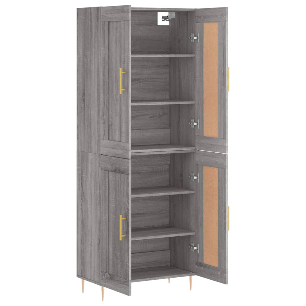 Hoge kast 69,5x34x180 cm bewerkt hout grijs sonoma eikenkleurig is nu te koop bij PeponiXL, paradijselijk wonen!