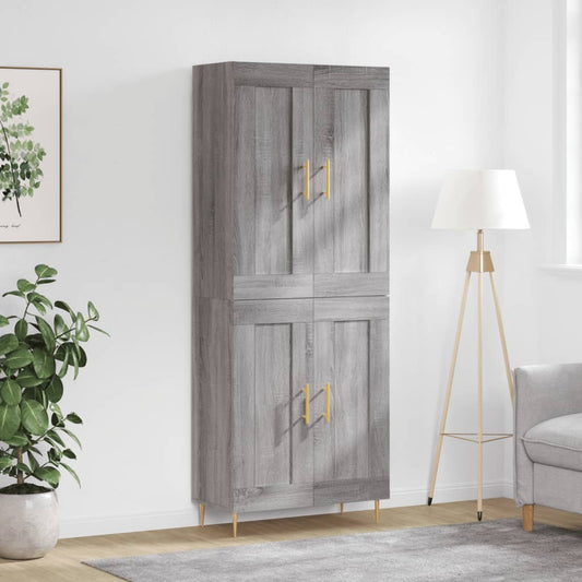 Hoge kast 69,5x34x180 cm bewerkt hout grijs sonoma eikenkleurig is nu te koop bij PeponiXL, paradijselijk wonen!