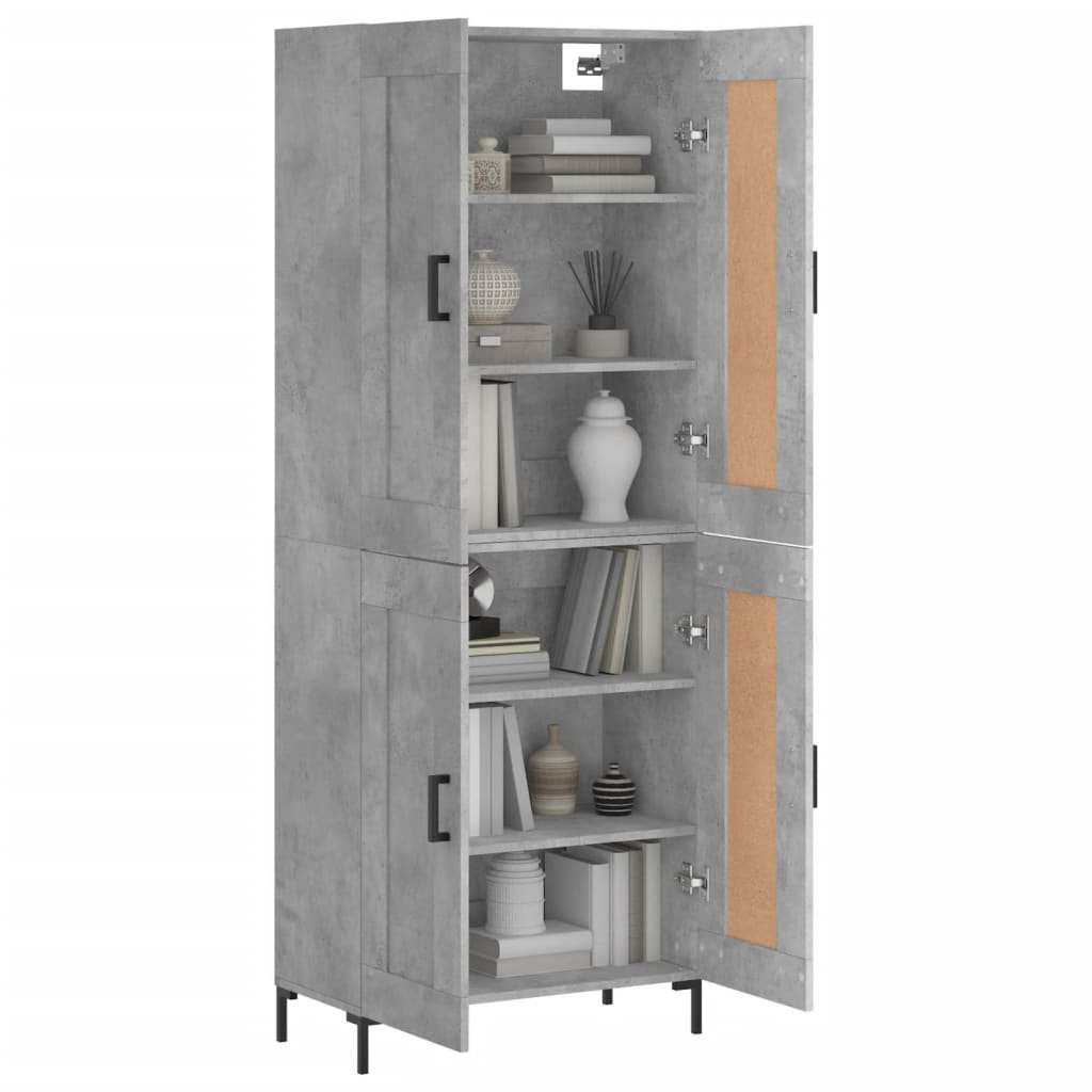 Hoge kast 69,5x34x180 cm bewerkt hout betongrijs is nu te koop bij PeponiXL, paradijselijk wonen!