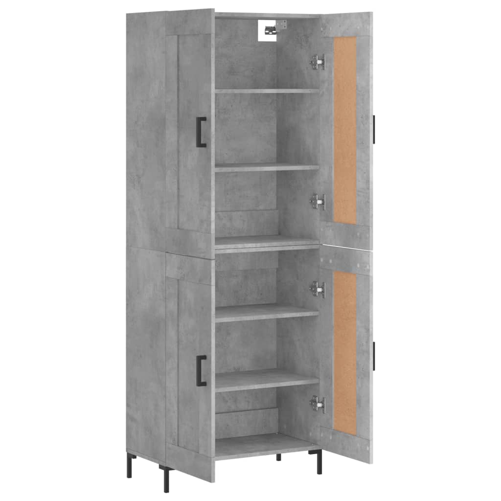 Hoge kast 69,5x34x180 cm bewerkt hout betongrijs is nu te koop bij PeponiXL, paradijselijk wonen!