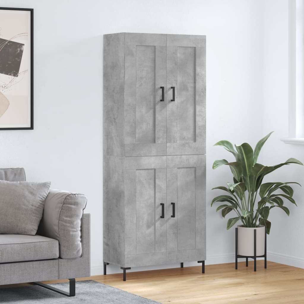 Hoge kast 69,5x34x180 cm bewerkt hout betongrijs is nu te koop bij PeponiXL, paradijselijk wonen!