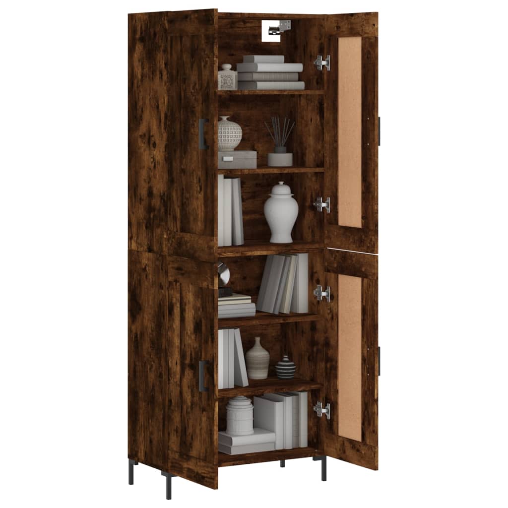 Hoge kast 69,5x34x180 cm bewerkt hout gerookt eikenkleurig is nu te koop bij PeponiXL, paradijselijk wonen!
