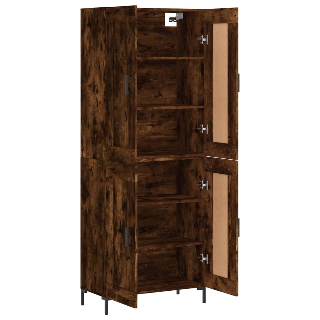Hoge kast 69,5x34x180 cm bewerkt hout gerookt eikenkleurig is nu te koop bij PeponiXL, paradijselijk wonen!