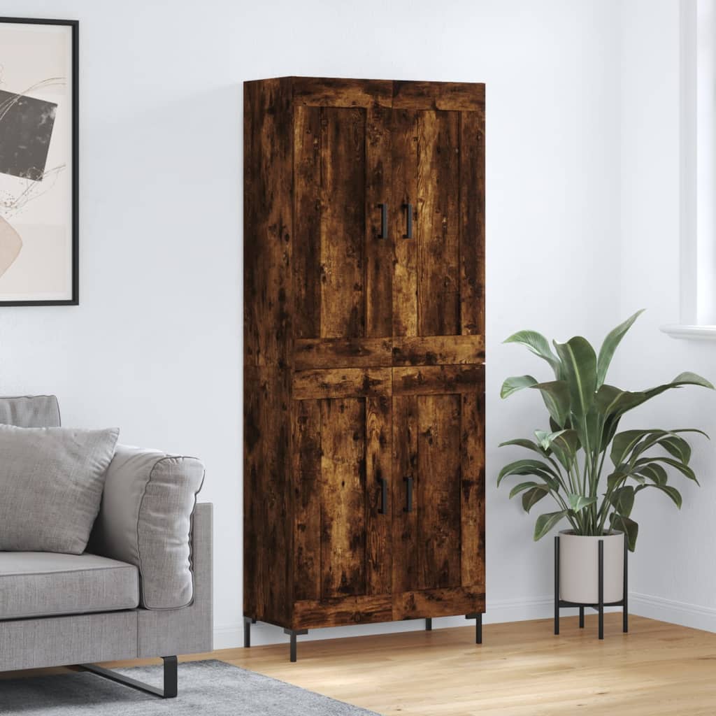 Hoge kast 69,5x34x180 cm bewerkt hout gerookt eikenkleurig is nu te koop bij PeponiXL, paradijselijk wonen!