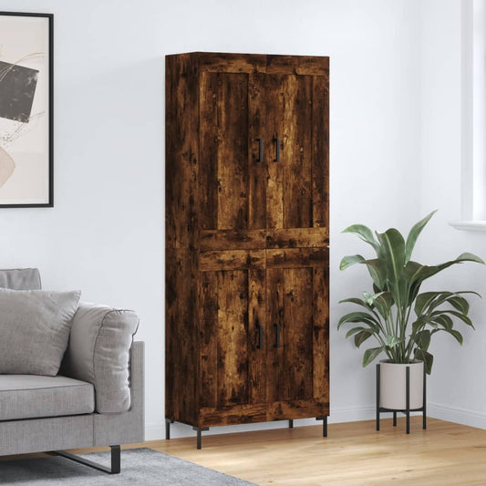 Hoge kast 69,5x34x180 cm bewerkt hout gerookt eikenkleurig is nu te koop bij PeponiXL, paradijselijk wonen!